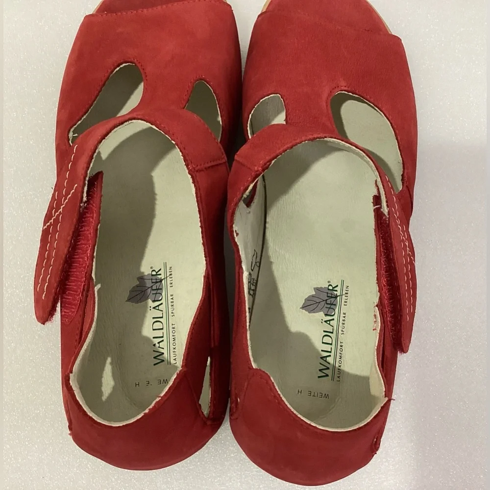 Waldlaufer Woman’s Leather Shoes size 6 1/2 Color Red Comfortable Adjustable